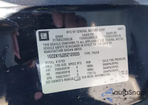 2008 Chevrolet Silverado 1500 Lt2 z USA, uszkodzony, nr VIN 1GCEK19J28Z120939